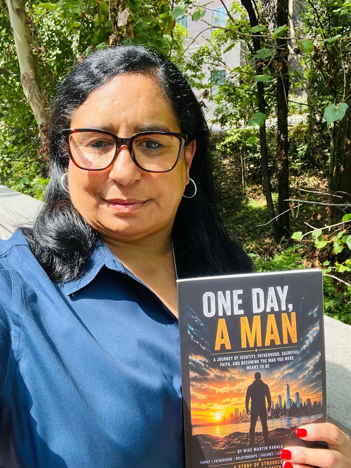 Reader with One Day, A Man outdoors